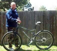 Don, his mountain bike with Spiderflex bike seat - Prostrate Surgery - Pain Free Cycling - Don